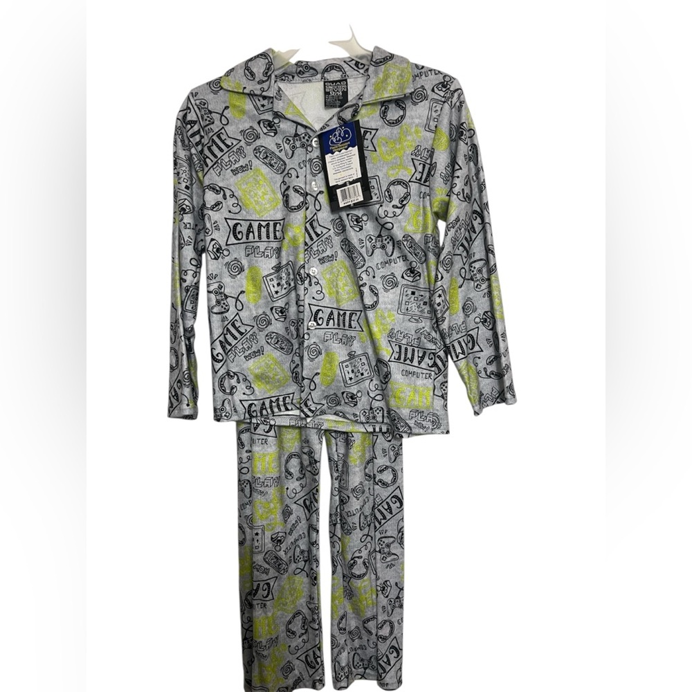 Game-Themed Kids Pajama Set - Gray and Yellow